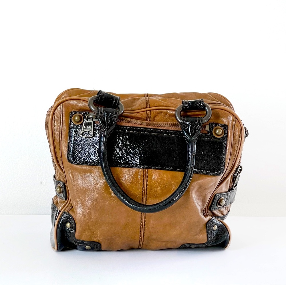 GAP Vintage Tan/Dark Brown Patent Leather Shoulder Hobo